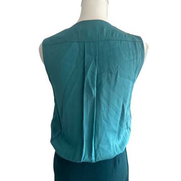 DIANE VON FURSTENBERG DVF Colorblock Green Teal Silk Blend Dress Size 6 - Picture 8 of 9